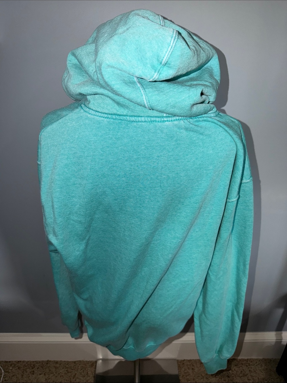 Teal Crewneck Hooded Sweatshirt with Palm Graphic - Picture 2 of 5